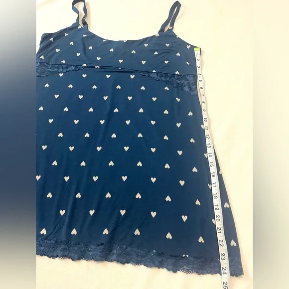 Victoria’s Secret Modal Lace Trim Sweetheart Blue Shibori Heart Slip Dress XXL - Picture 8 of 16